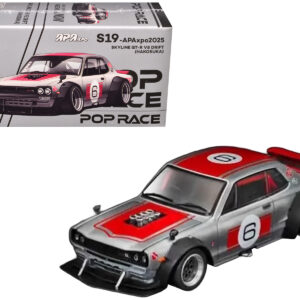 Skyline GT-R V8 Drift "Hakosuka" RHD (Right Hand Drive) #6 Silver Metallic with Red Stripes "APA XPO 2025 Exclusive" 1/64 Diecast Model Car by Pop Race