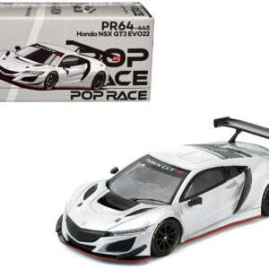 Honda NSX GT3 EVO22 Silver Metallic "Brazilian Event Exclusive" 1/64 Diecast Model Car by Pop Race