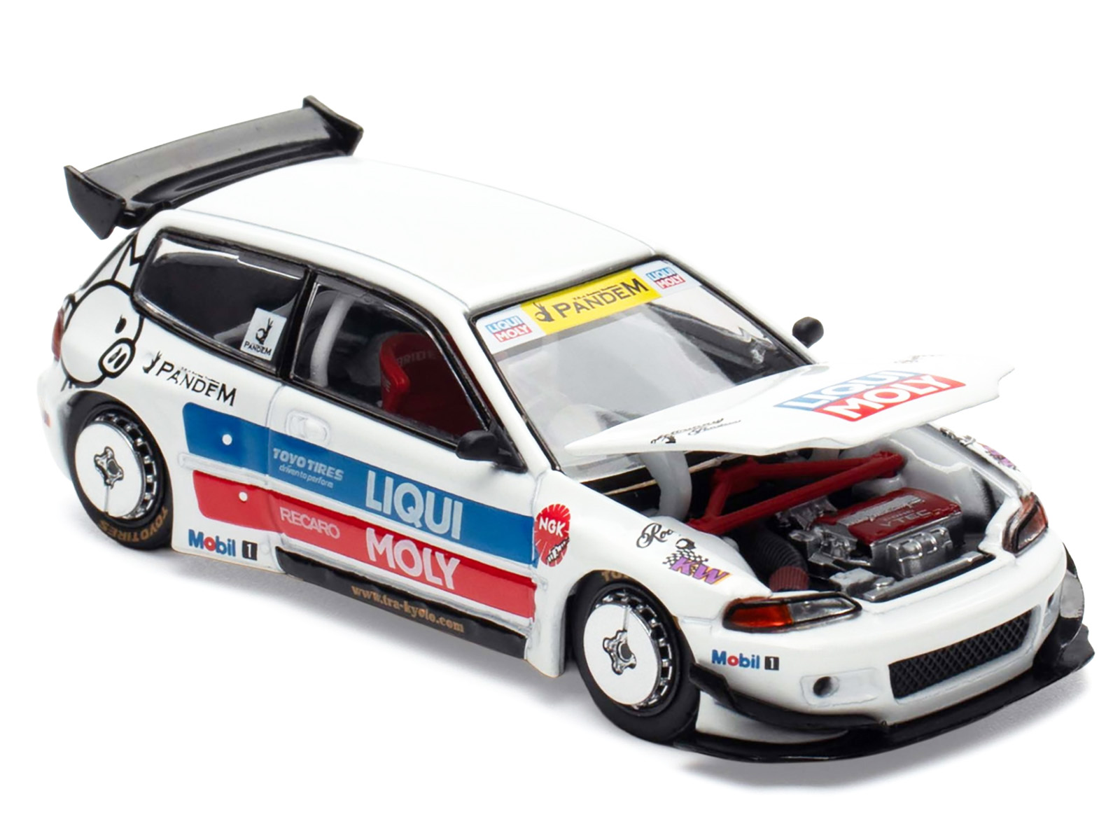 Pandem Civic EG6 RHD (Right Hand Drive) White with Stripes and Graphics "VDX - Tokyo Auto Salon Hong Kong 2025" Special Edition 1/64 Diecast Model Car by Pop Race - Image 2