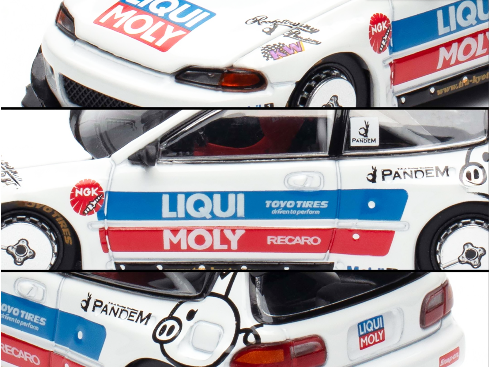 Pandem Civic EG6 RHD (Right Hand Drive) White with Stripes and Graphics "VDX - Tokyo Auto Salon Hong Kong 2025" Special Edition 1/64 Diecast Model Car by Pop Race - Image 5