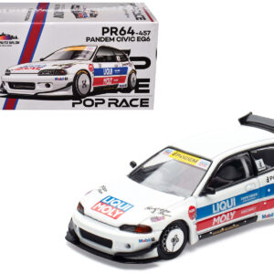 Pandem Civic EG6 RHD (Right Hand Drive) White with Stripes and Graphics "VDX - Tokyo Auto Salon Hong Kong 2025" Special Edition 1/64 Diecast Model Car by Pop Race