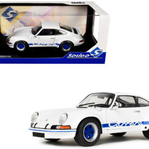 1973 Porsche 911 RSR Carrera White with Blue Stripes 1/18 Diecast Model Car by Solido