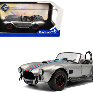 1965 Shelby Cobra 427 MKII "Solido Works M Racing Tribute" Gray Metallic with Stripes 1/18 Diecast Model Car by Solido