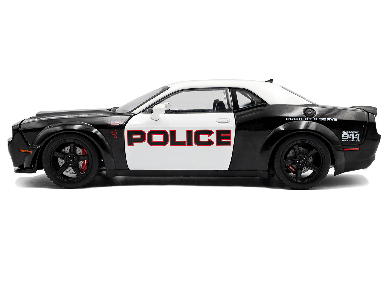 2023 Dodge Challenger Demon "Police" Black and White 1/18 Diecast Model Car by Solido - Image 3