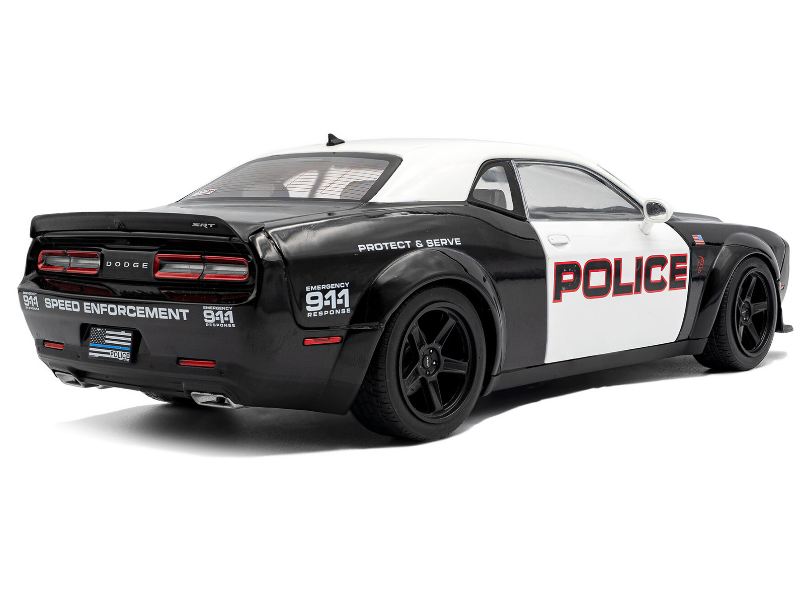 2023 Dodge Challenger Demon "Police" Black and White 1/18 Diecast Model Car by Solido - Image 4