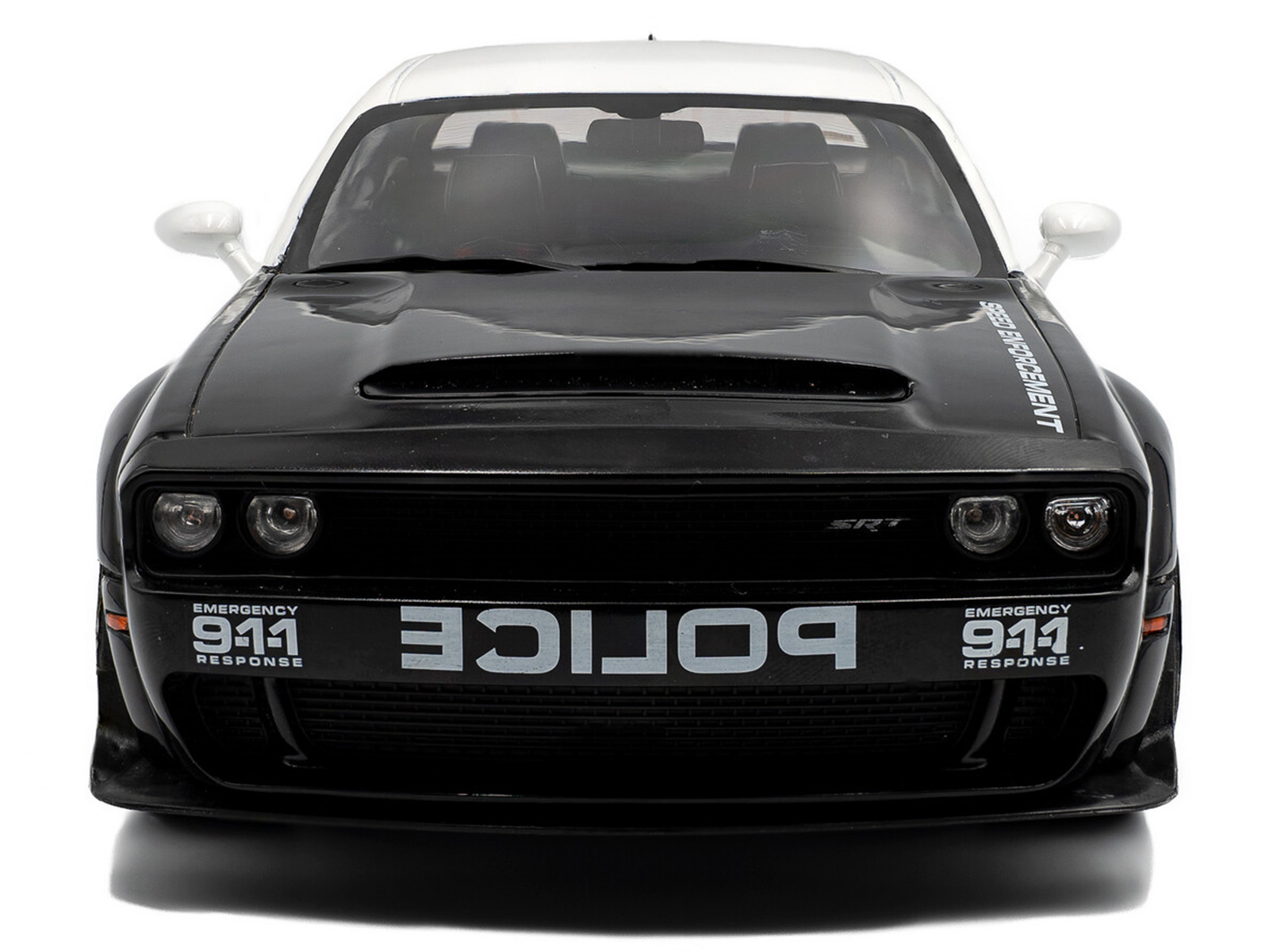 2023 Dodge Challenger Demon "Police" Black and White 1/18 Diecast Model Car by Solido - Image 5