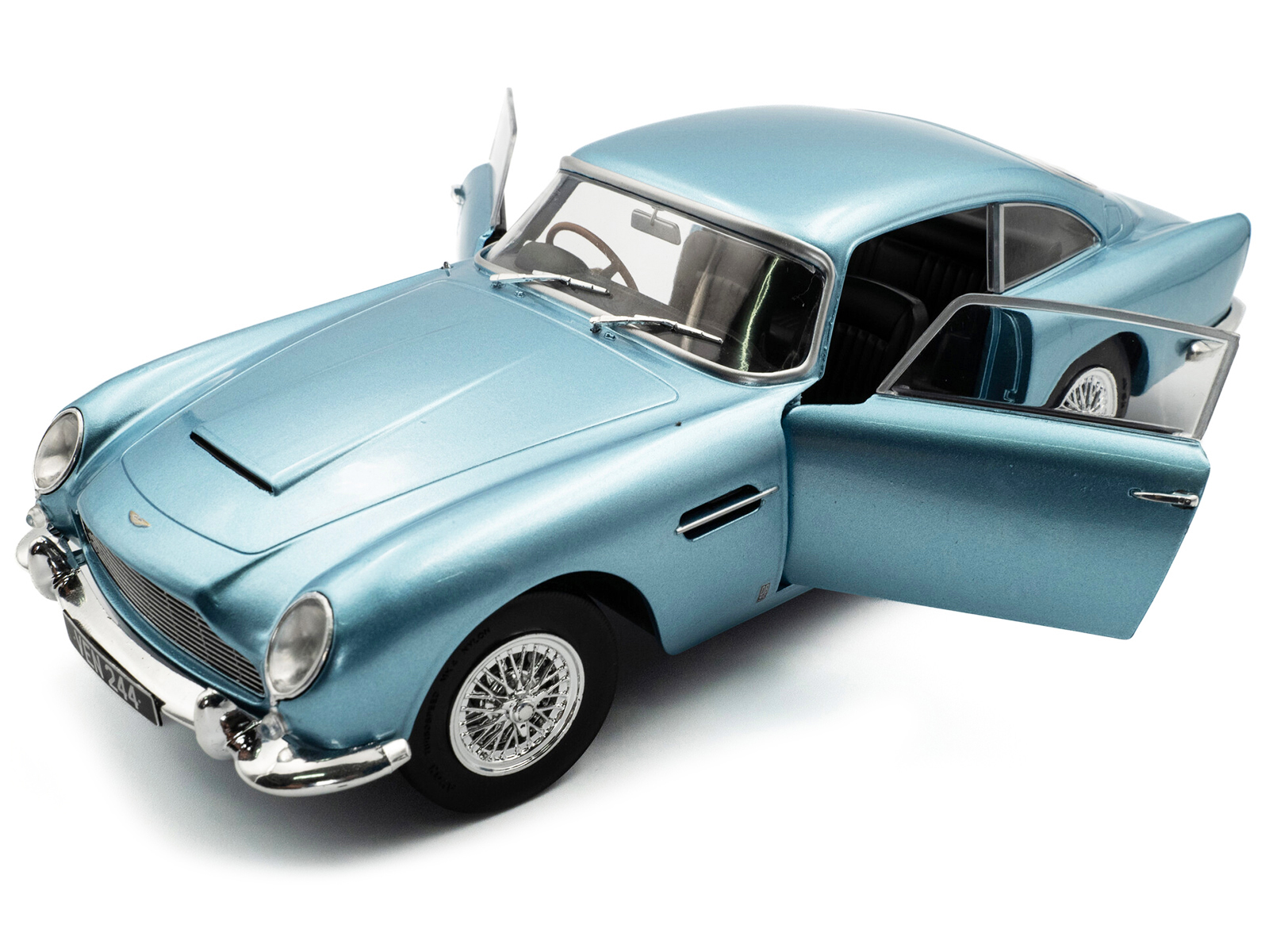 1964 Aston Martin DB5 RHD (Right Hand Drive) Light Blue Metallic 1/18 Diecast Model Car by Solido - Image 2