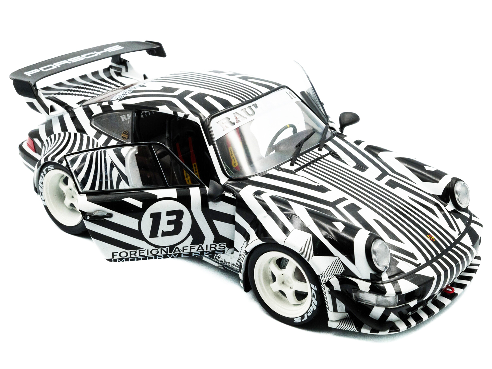 2022 RWB Bodykit #13 "The Zebra" Black and White Striped 1/18 Diecast Model Car by Solido - Image 2