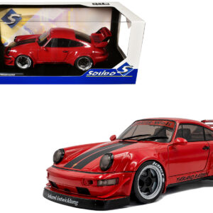 2024 RWB Bodykit "Taikano Kaishin" Red with Black Stripes 1/18 Diecast Model Car by Solido
