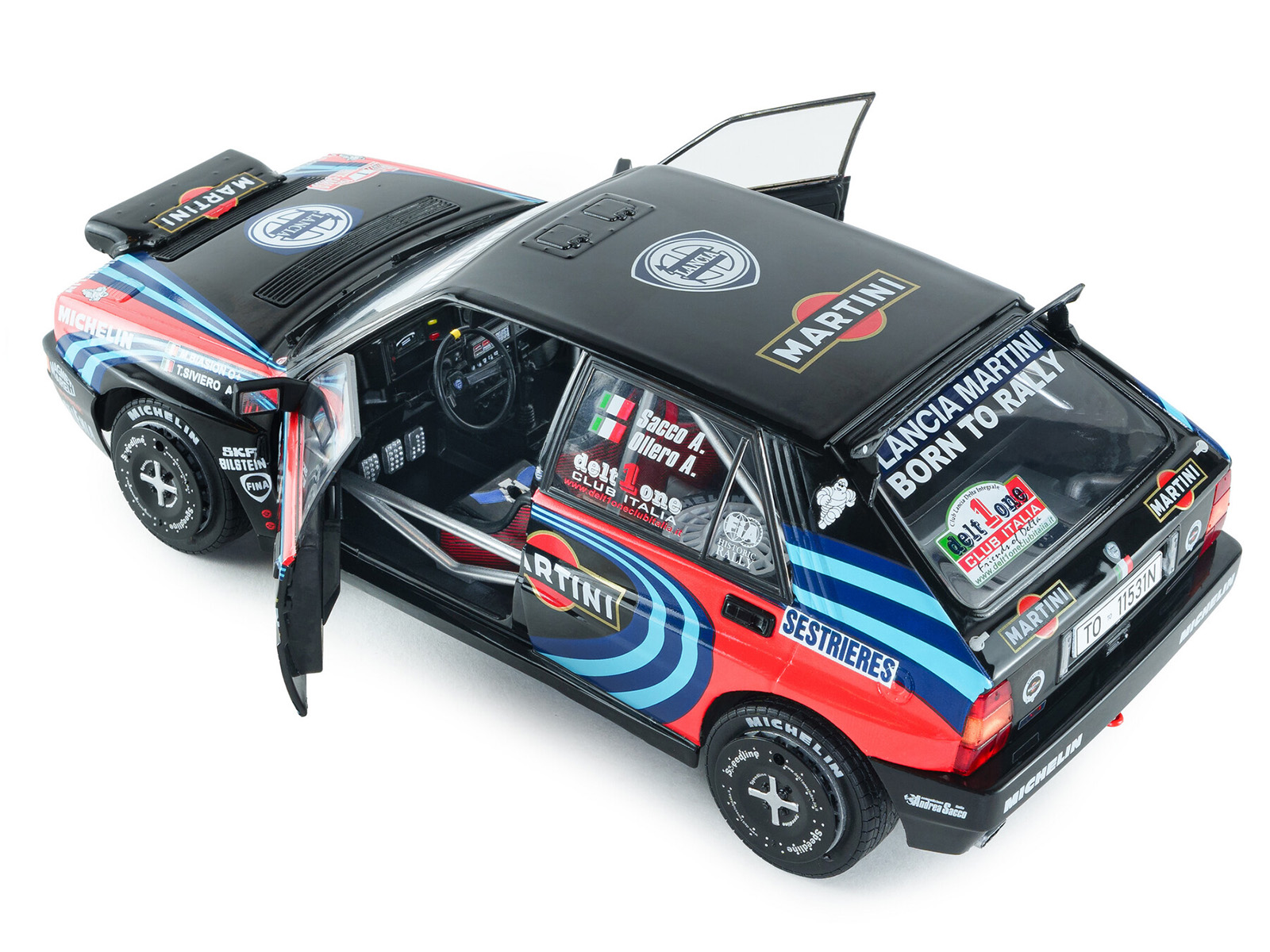 Lancia Delta HF Integrale #1 A. Sacco - A. Ollero "Miki Biasion Martini Racing Rallye Monte Carlo 1990 Tribute" FIA Historic Rally (2026) "Competition" Series 1/18 Diecast Model Car by Solido - Image 4