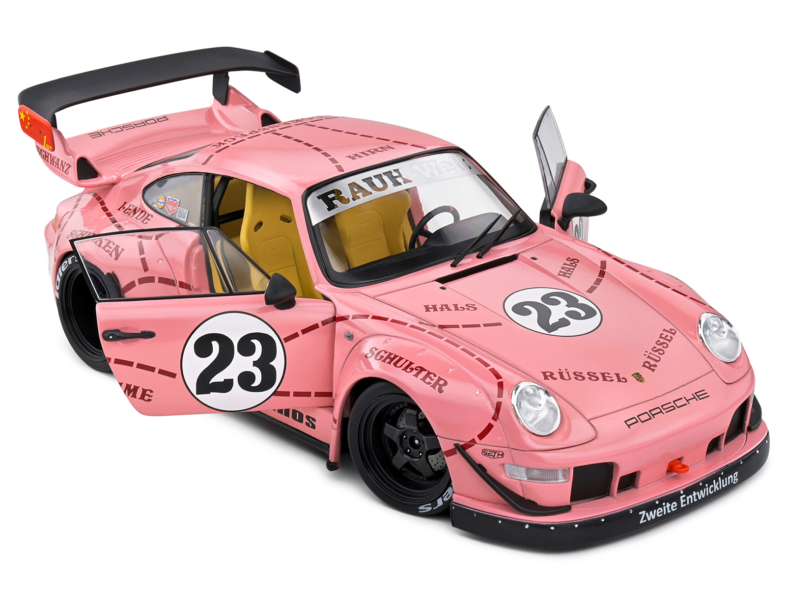 2020 RWB Bodykit #23 "Pink Pig" Pink with Graphics 1/18 Diecast Model Car by Solido - Image 2