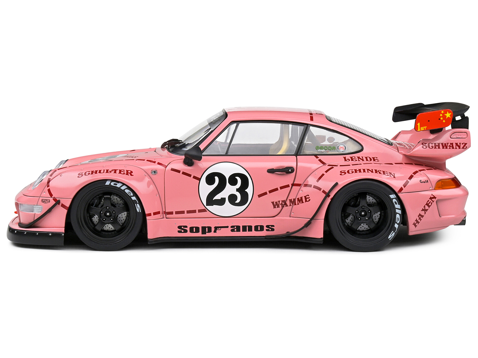 2020 RWB Bodykit #23 "Pink Pig" Pink with Graphics 1/18 Diecast Model Car by Solido - Image 3