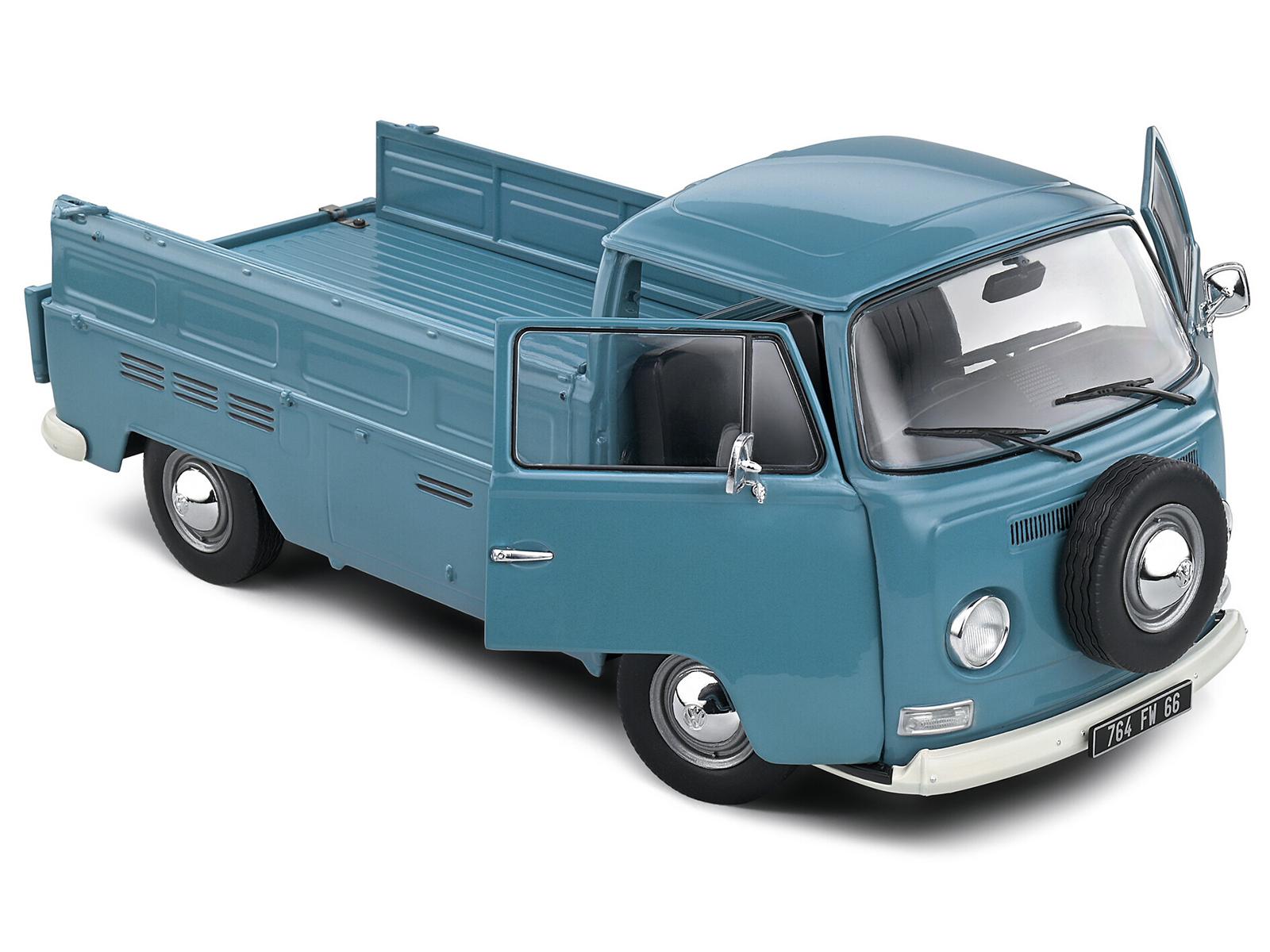 1968 Volkswagen T2 Pickup Truck Petrol Blue 1/18 Diecast Model Car by Solido - Image 2