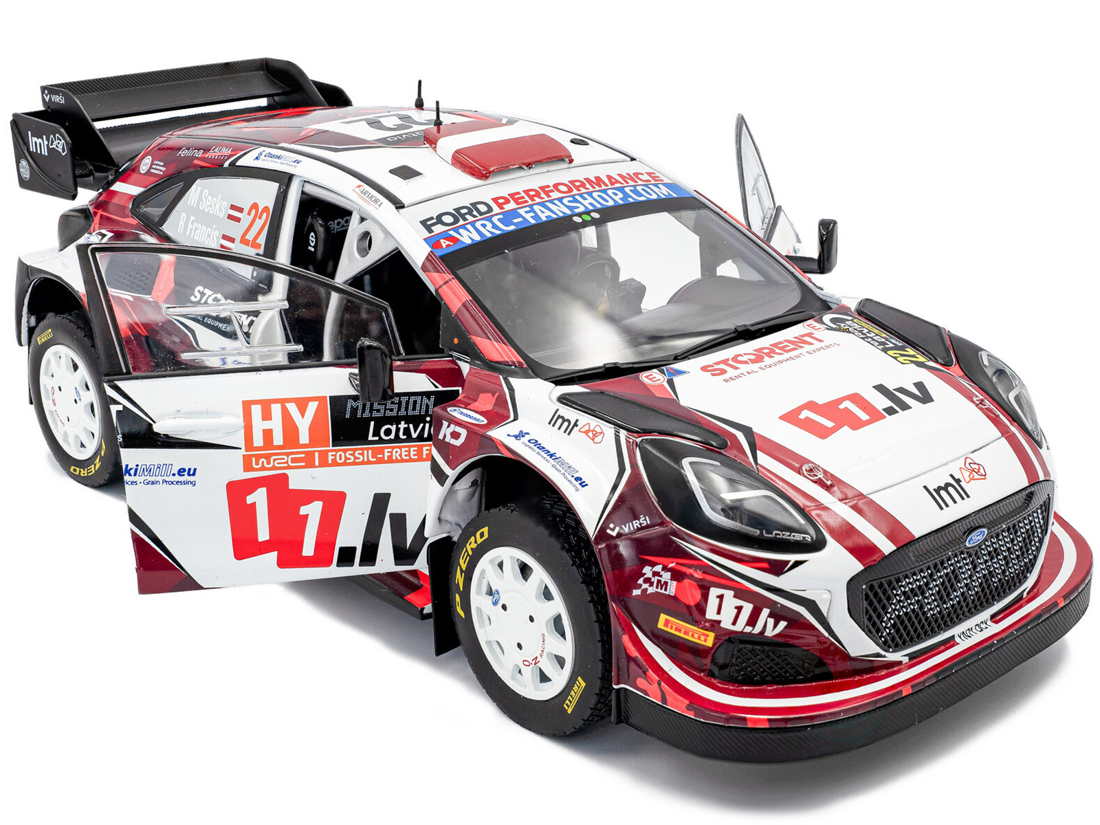 Ford Puma Rally1 #22 Martins Sesks - Renars Francis "Rally Latvia" (2024) "Competition" Series 1/18 Diecast Model Car by Solido - Image 2
