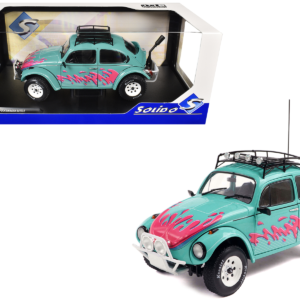 1976 Volkswagen Beetle Baja Miami Green with Pink Graphics 1/18 Diecast Model Car by Solido