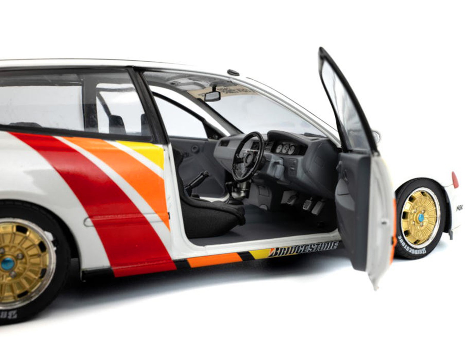 1991 Honda Civic (EG6) RHD (Right Hand Drive) "Mugen Racing" White with Stripes 1/18 Diecast Model Car by Solido - Image 3