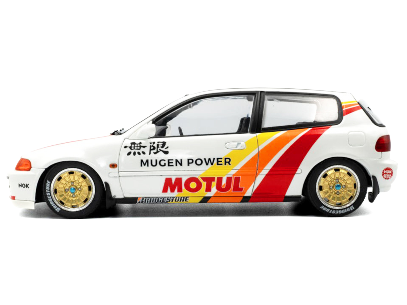 1991 Honda Civic (EG6) RHD (Right Hand Drive) "Mugen Racing" White with Stripes 1/18 Diecast Model Car by Solido - Image 4