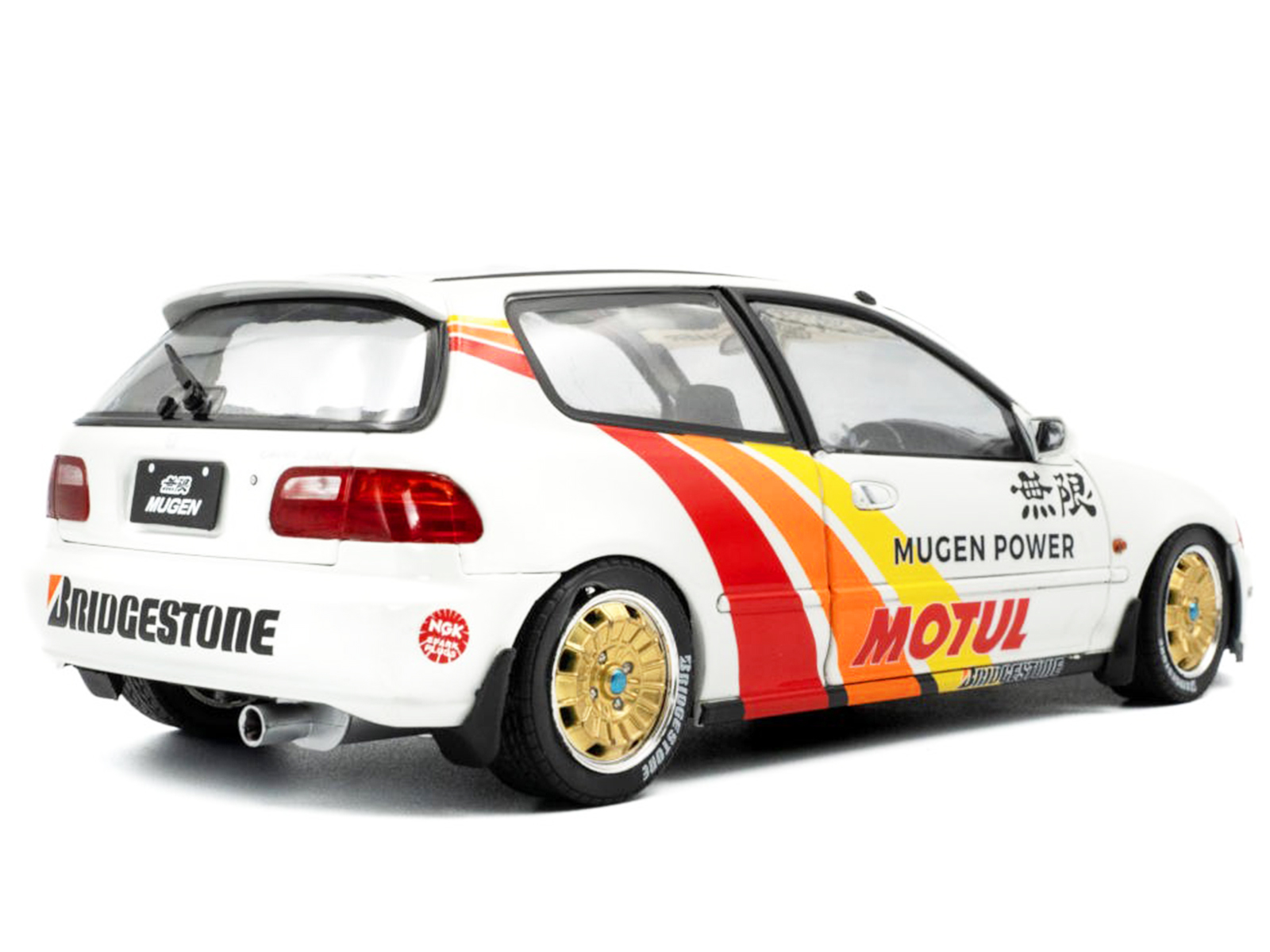 1991 Honda Civic (EG6) RHD (Right Hand Drive) "Mugen Racing" White with Stripes 1/18 Diecast Model Car by Solido - Image 5