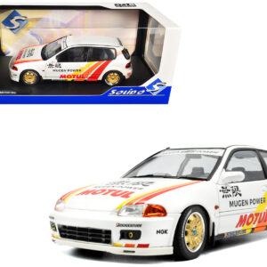 1991 Honda Civic (EG6) RHD (Right Hand Drive) "Mugen Racing" White with Stripes 1/18 Diecast Model Car by Solido