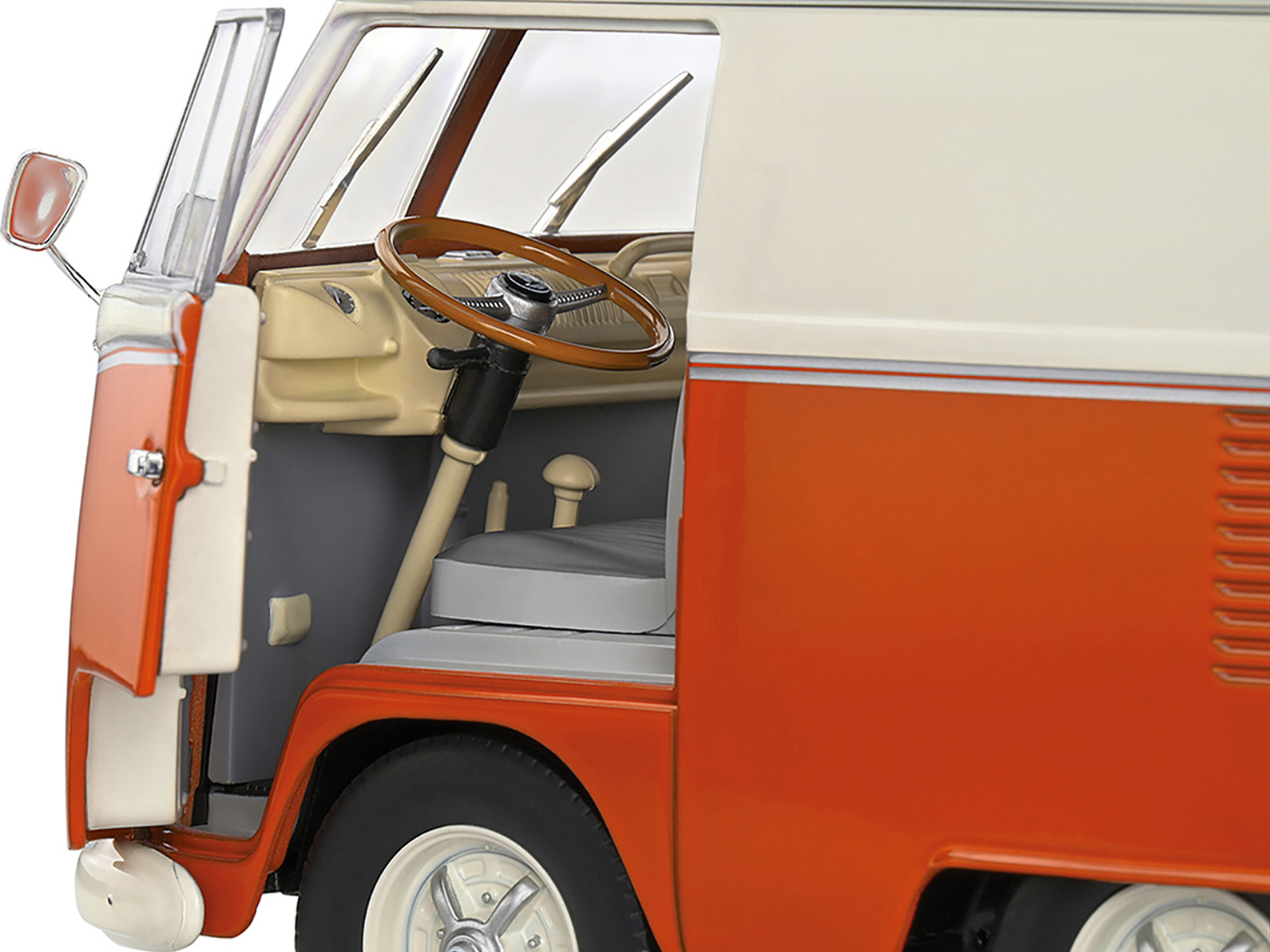 1950 Volkswagen Kool Kombi Van with Trailer Orange and White 1/18 Diecast Model Car by Solido - Image 2