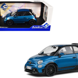2022 Fiat 695 Abarth "Tributo 131 Rally" Podium Blue Metallic with Black Side Stripes 1/18 Diecast Model Car by Solido