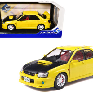 2003 Subaru Impreza WRX STI RHD (Right Hand Drive) Yellow with Carbon Hood 1/18 Diecast Model Car by Solido