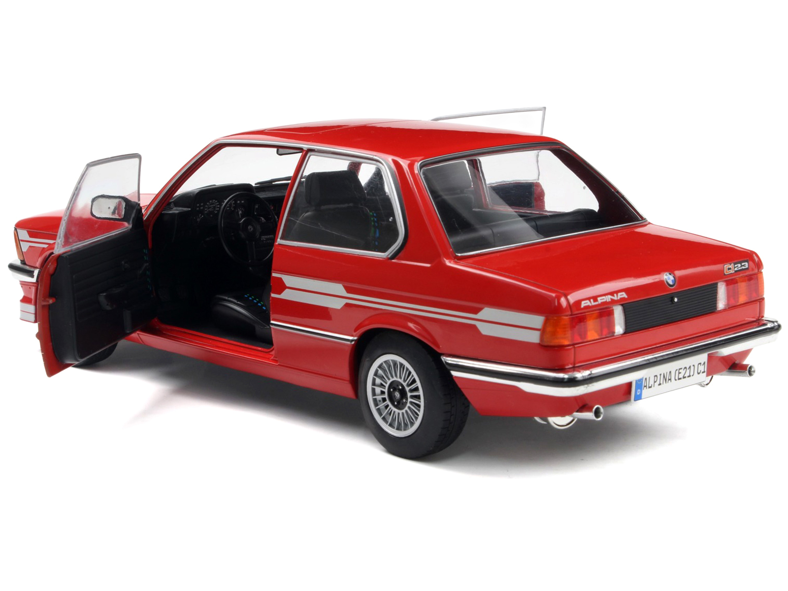 1980 Alpina E21 C1 2.3 Red with Gray Stripes 1/18 Diecast Model Car by Solido - Image 2