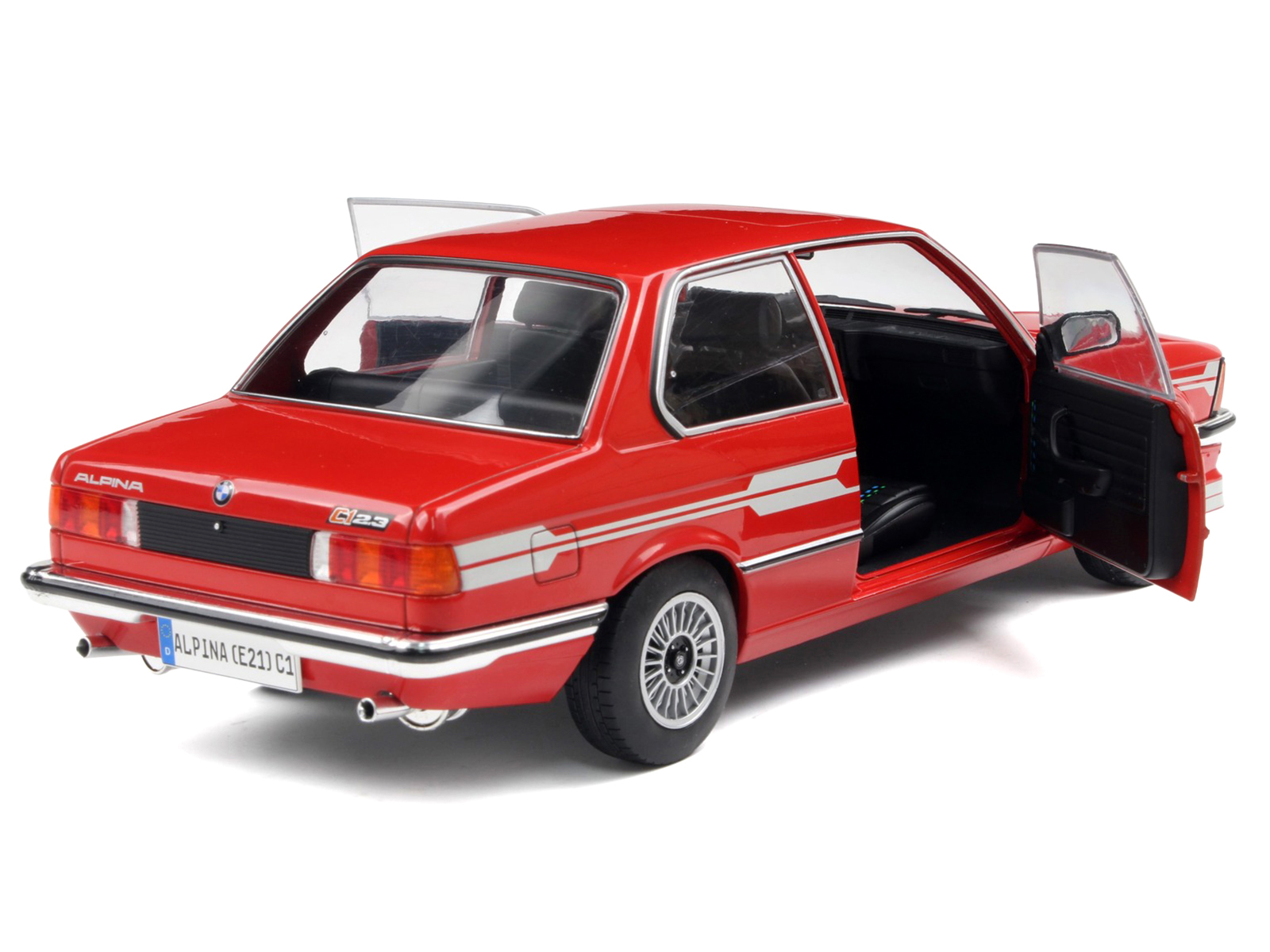 1980 Alpina E21 C1 2.3 Red with Gray Stripes 1/18 Diecast Model Car by Solido - Image 4