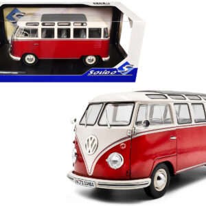 1962 Volkswagen T1 Samba Bus Red and White 1/18 Diecast Model Car by Solido