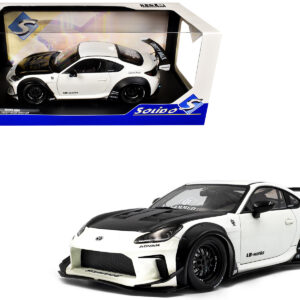 2024 Toyota GR86 LBWK Body Kit RHD (Right Hand Drive) Pearl White with Carbon Hood 1/18 Diecast Model Car by Solido