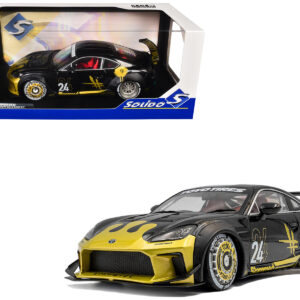 2024 Toyota GR86 Liberty Walk Body Kit RHD (Right Hand Drive) #24 Black with Gold Graphics 1/18 Diecast Model Car by Solido