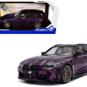 2024 BMW M3 Competition M xDrive Touring Twilight Purple Pearl Metallic with Black Top 1/18 Diecast Model Car by Solido