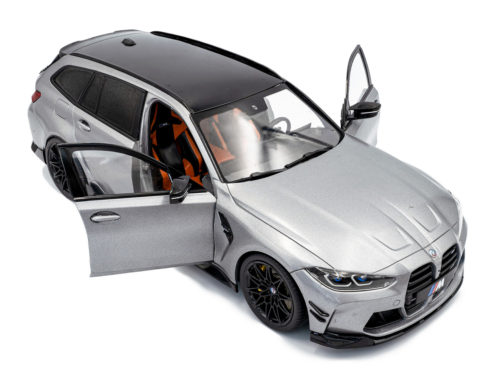 2024 BMW M3 Competition M xDrive Touring Frozen Pure Gray Metallic with Black Top 1/18 Diecast Model Car by Solido - Image 2