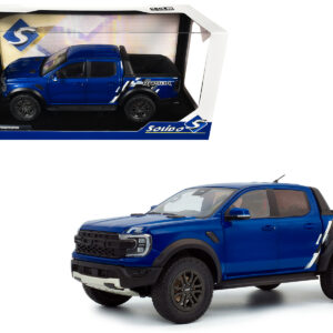 2024 Ford Ranger Raptor Pickup Truck Blue Lightning Metallic 1/18 Diecast Model Car by Solido