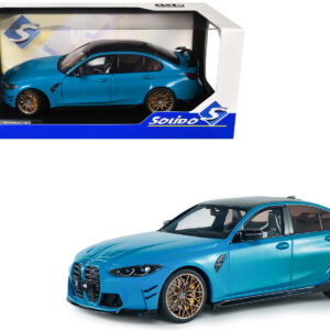 2024 BMW M3 Competition Daytona Beach Blue with Carbon Top 1/18 Diecast Model Car by Solido