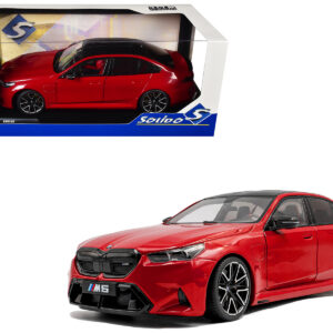 2025 BMW M5 Fire Red with Black Top 1/18 Diecast Model Car by Solido
