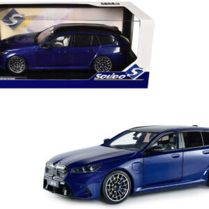2025 BMW M5 Touring Marina Bay Blue Metallic with Black Top 1/18 Diecast Model Car by Solido