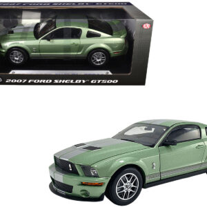 2007 Ford Shelby GT500 Lime Green Metallic with Silver Stripes "Shelby Collectibles" Series 1/18 Diecast Model Car by ACME