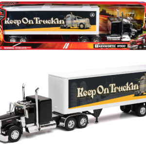 Kenworth W900 Truck Black with Dry Van Trailer "Tribute To Truckers Keep on Truckin'" "Long Haul Truckers" Series 1/32 Diecast Model by New Ray