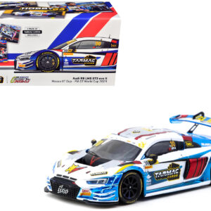 Audi R8 LMS GT3 evo II #30 James Yu "Uno Racing Team" "Macau GT Cup - FIA GT World Cup" (2024) with Plastic Transporter Packaging and Collectible Tarmac Cards "Hobby64" Series 1/64 Diecast Model Car by Tarmac Works