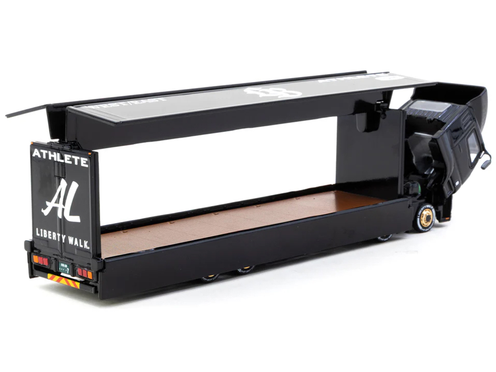 Mitsubishi Fuso Super Great Truck RHD (Right Hand Drive) with Transporter "Liberty Walk" Black "Truck64" Series 1/64 Diecast Model Car by Tarmac Works - Image 2
