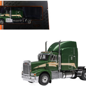 1998 Peterbilt 377 A/E Truck Tractor Green Metallic with Beige Stripes 1/43 Diecast Model by IXO Models