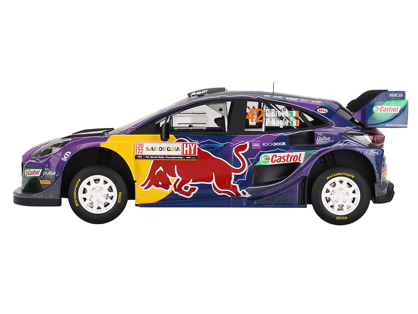 Ford Puma Rally1 #42 Craig Breen - Paul Nagle "M-Sport Ford WRT" 2nd Place "Rally Italia Sardegna" (2022) 1/18 Model Car by Top Speed - Image 3