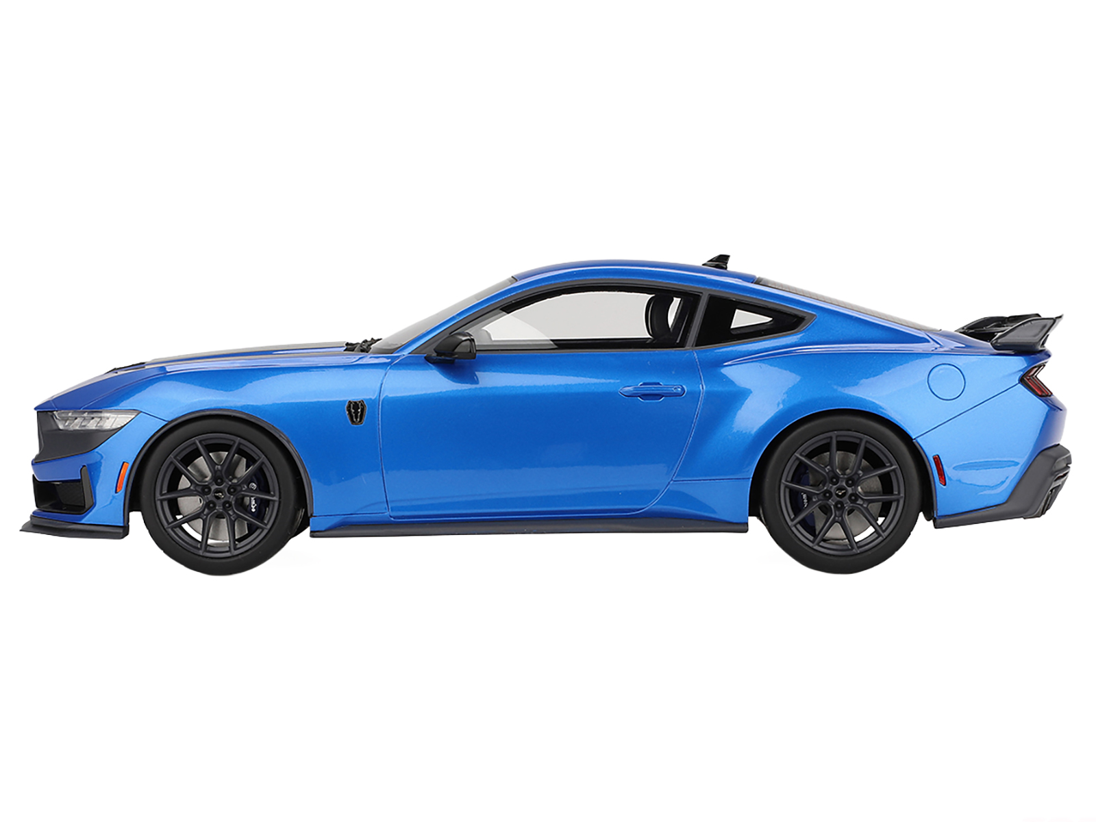 2024 Ford Mustang Dark Horse Grabber Blue Metallic with Black Hood Stripes 1/18 Model Car by Top Speed - Image 3