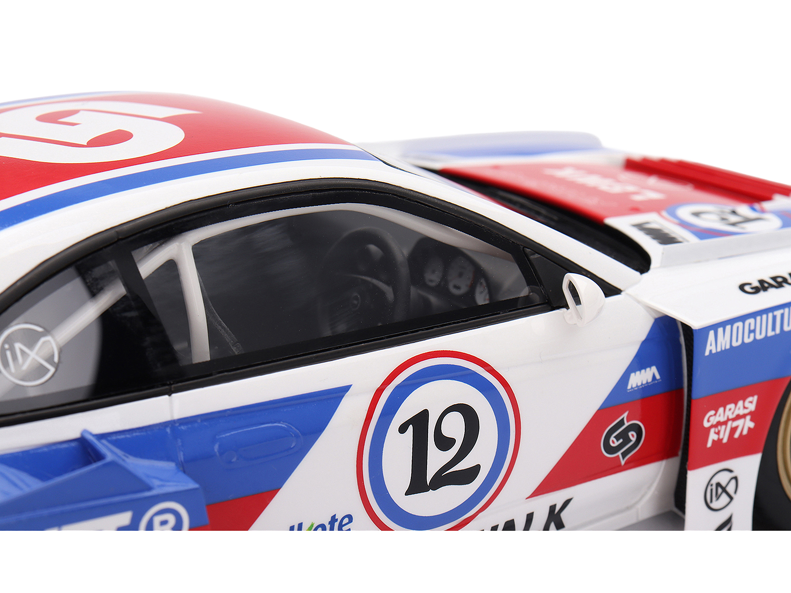 Nissan "LB-Super Silhouette" S15 SILVIA RHD (Right Hand Drive) #12 "GARASIDRIFT" White with Red and Blue Graphics 1/18 Model Car by Top Speed - Image 2