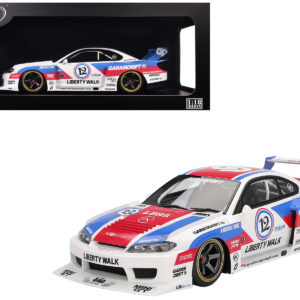Nissan "LB-Super Silhouette" S15 SILVIA RHD (Right Hand Drive) #12 "GARASIDRIFT" White with Red and Blue Graphics 1/18 Model Car by Top Speed