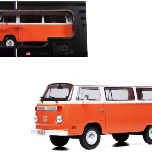 1974 Volkswagen T2 Bus Orange and White 1/24 Diecast Model by IXO Models