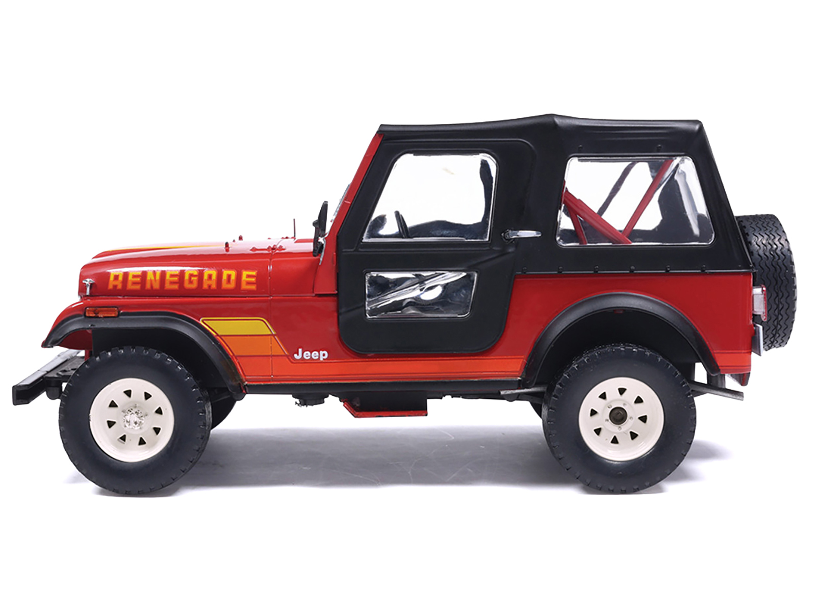 1983 Jeep Renegade Red with Stripes and Black Top 1/24 Diecast Model by IXO Models - Image 2
