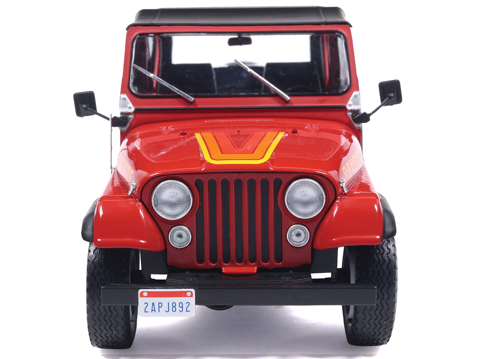 1983 Jeep Renegade Red with Stripes and Black Top 1/24 Diecast Model by IXO Models - Image 3