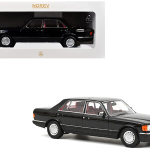 1991 Mercedes-Benz 560 SEL Type W126 Black with Red Interior 1/18 Diecast Model Car by Norev